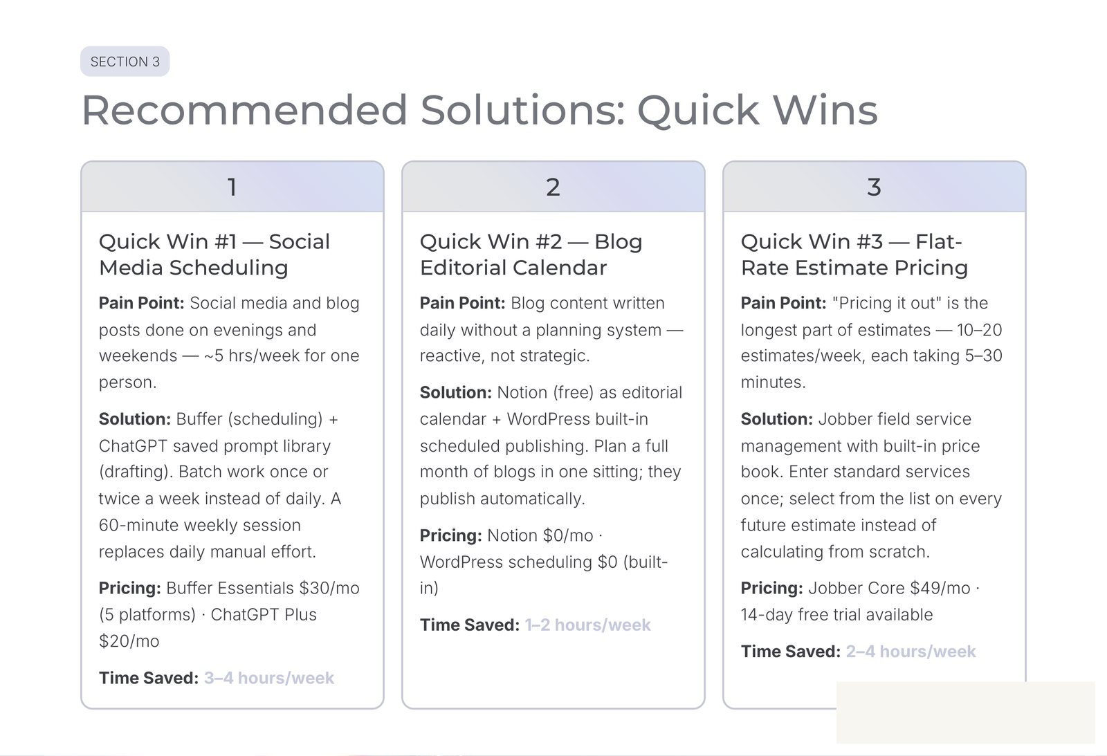 Quick wins slide